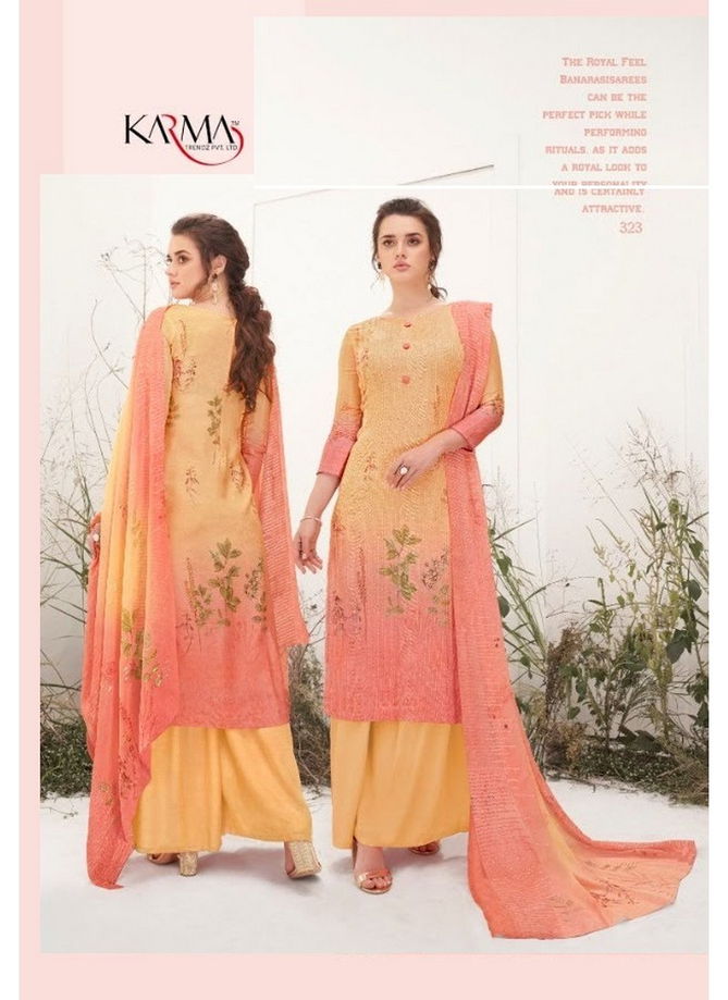 Karma Riwaaz Exclusive Maslin Embroidered Digital Printed With Pure Silk Digital Printed Dupatta 